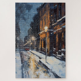 Quebra-cabeça Street Scene Snowy Winter Evening