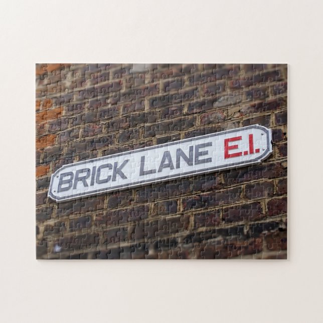 Quebra-cabeça Street Sign of London Brick Lane - 11x14 -252 pc (Horizontal)