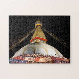 Quebra-cabeça Stupa Boudhanath, Kathmandu à noite - Nepal