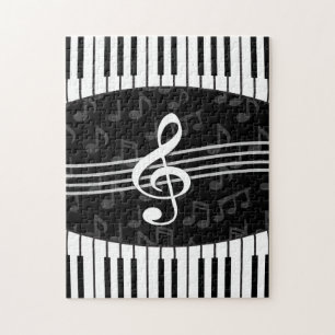 Quebra-cabeça Stylish Music Notes Treble Clef and Piano Keys