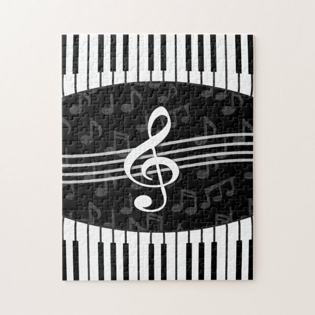 Quebra-cabeça Stylish Music Notes Treble Clef and Piano Keys (Vertical)