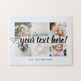 Quebra-cabeça Sua colagem personalizada de 6 fotos e texto