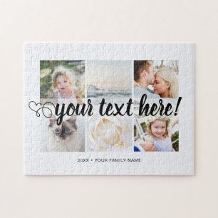 Quebra-cabeça Sua colagem personalizada de 6 fotos e texto