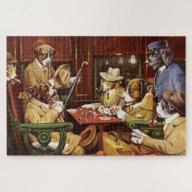 Quebra-cabeça Sua Estação e Quatro Áses Cães Jogando Pôquer (Horizontal)