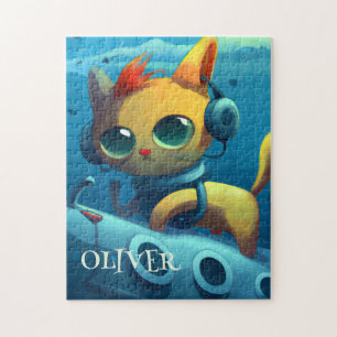 QUEBRA-CABEÇA SUBMARINO DE GATO PERSONALIZADO FANTASIA CAPRICH