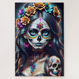 Quebra-cabeça Sugar Skull Art - Fiesta das cores