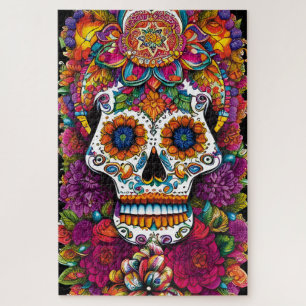 Quebra-cabeça Sugar Skull Art - Fiesta das cores