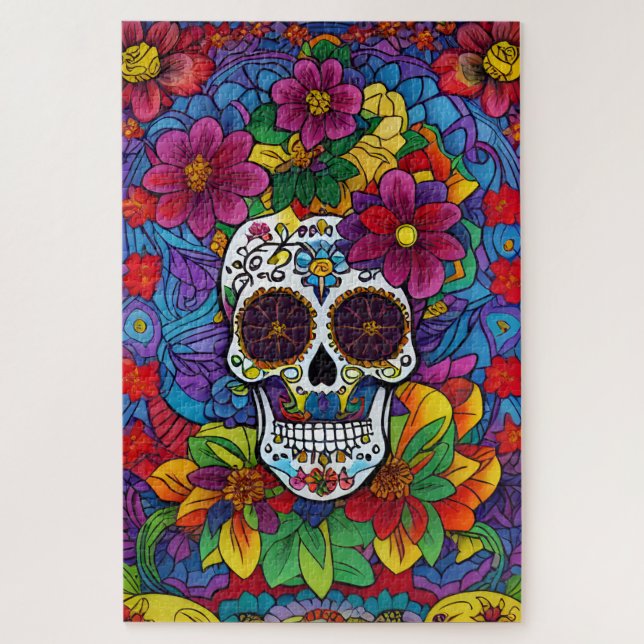 Quebra-cabeça Sugar Skull Art - Floral Fiesta (Vertical)