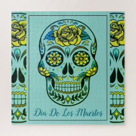 Quebra-cabeça Sugar Skull Dia de Los Muertos Turquoise