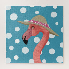 Quebra-cabeça Summer Flamingo | Bolinhas azuis decorativas
