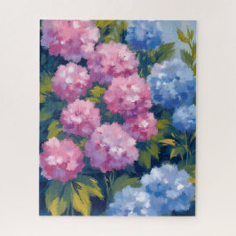 Quebra-cabeça Summer Hydrangeas | Pink & Blue Coastal Flowers