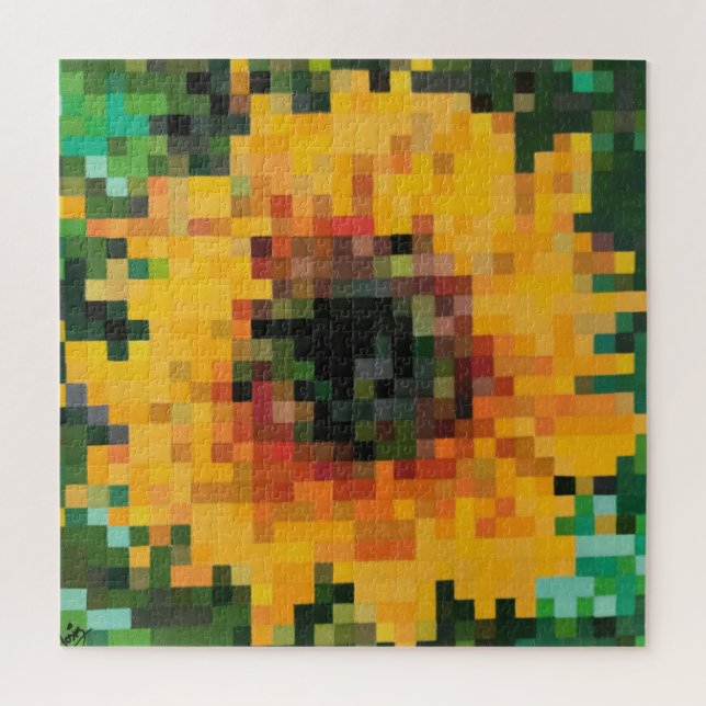 Quebra-cabeça Sunflower Bright Floral Pixel Art (Vertical)