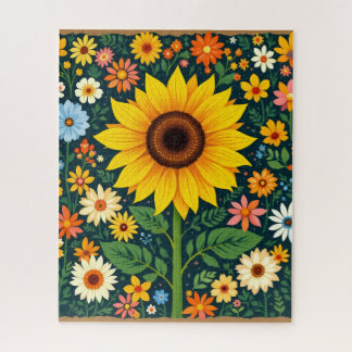 Quebra-cabeça Sunflower Folk Art Puzzle