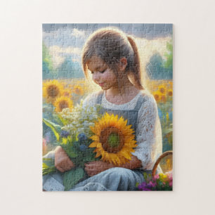 Quebra-cabeça Sunflower Girl