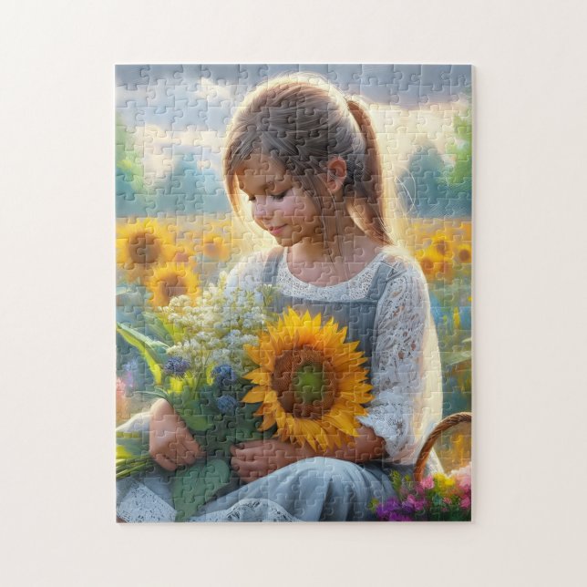 Quebra-cabeça Sunflower Girl (Vertical)