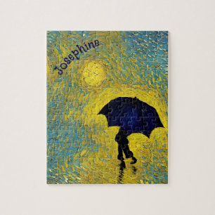 Quebra-cabeça Sunnyside batia um guarda-chuva azul inocente