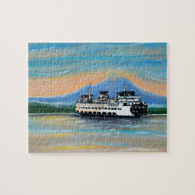 Quebra-cabeça Sunrise Ferry Painting (Horizontal)