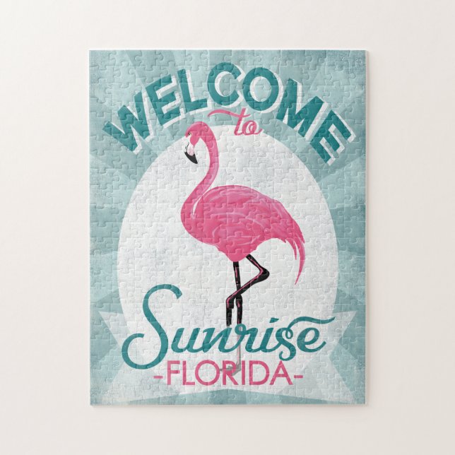 Quebra-cabeça Sunrise Flamingo, Rosa Rosa, Retro (Vertical)