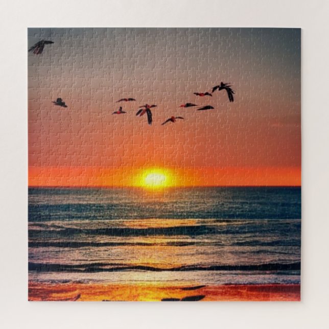 Quebra-cabeça Sunset com Aves (Vertical)