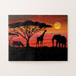 Quebra-cabeça Sunset de Animais Africanos
