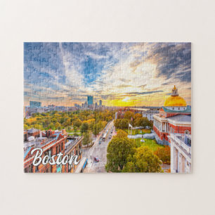 Quebra-cabeça Sunset Over Boston, Massachusetts, EUA