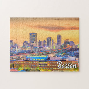 Quebra-cabeça Sunset Over Boston, Massachusetts, EUA