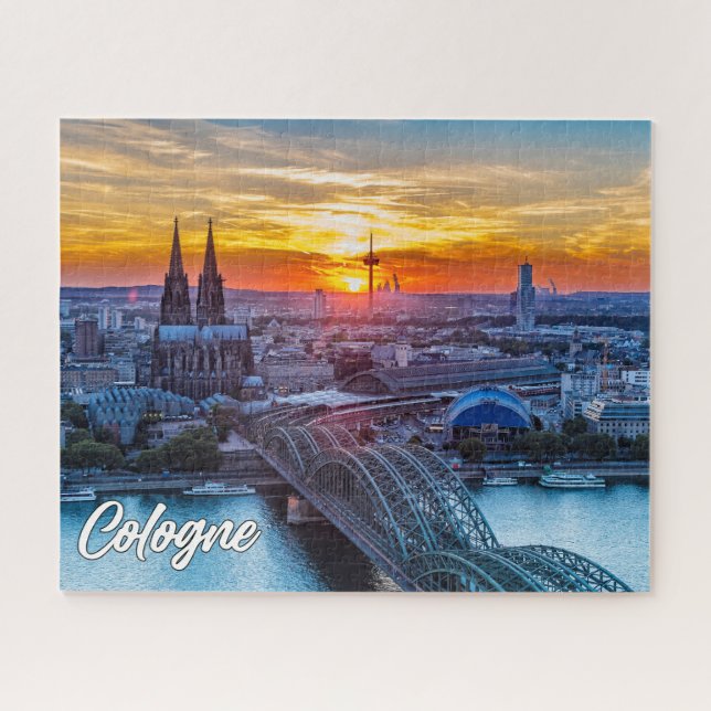 Quebra-cabeça Sunset Over Cologne, Alemanha (Horizontal)