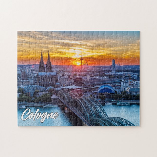 Quebra-cabeça Sunset Over Cologne, Alemanha (Horizontal)
