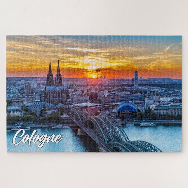 Quebra-cabeça Sunset Over Cologne, Alemanha (Horizontal)