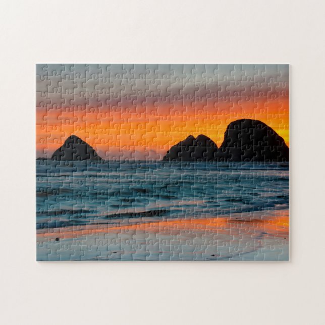 Quebra-cabeça Sunset, Sea Stacks, Oceanside, Oregon, EUA (Horizontal)