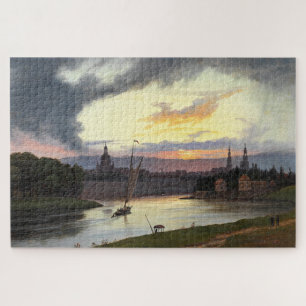 Quebra-cabeça Sunset sobre a cidade alemã de Dresden