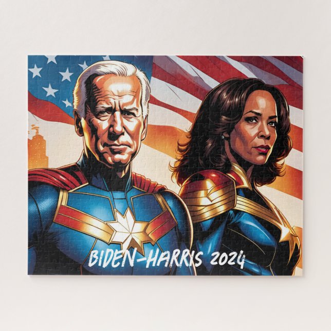 Quebra-cabeça Super-herói Joe Biden e Kamala Harris (Horizontal)