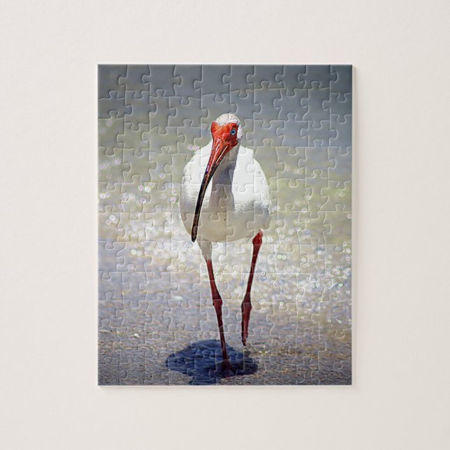 Quebra-cabeça Suporte branco dos íbis (Vertical)
