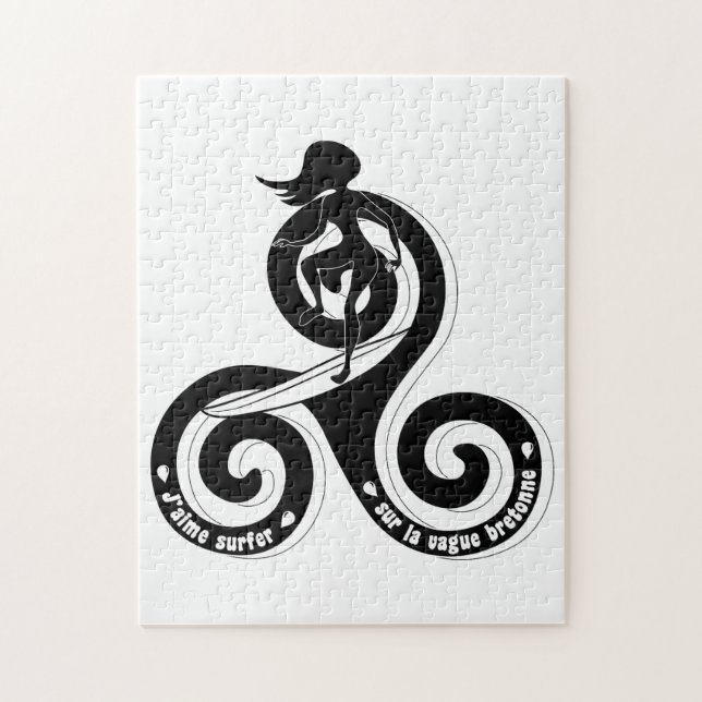 Quebra-cabeça Surfer sur la vague breton (versão femme) (Vertical)
