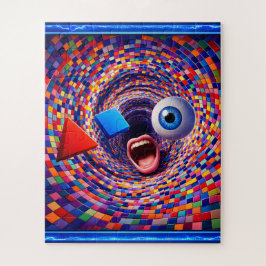 Quebra-cabeça Surreal, vórtice mosaico, olho e boca alucinantes