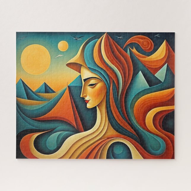 Quebra-cabeça Surrealismo do Cubismo do Design Abstrato Moderno (Horizontal)