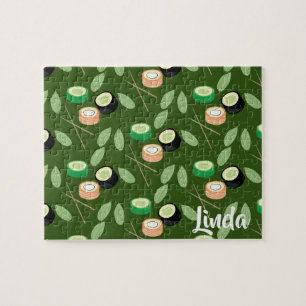 Quebra-cabeça Sushi Cucumber Rolls Greenery Comida asiática