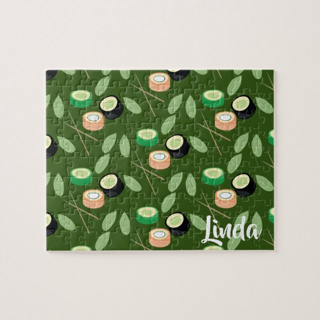 Quebra-cabeça Sushi Cucumber Rolls Greenery Comida asiática (Horizontal)