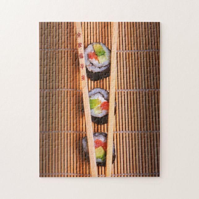 Quebra-cabeça Sushi e chopsticks de madeira (Vertical)