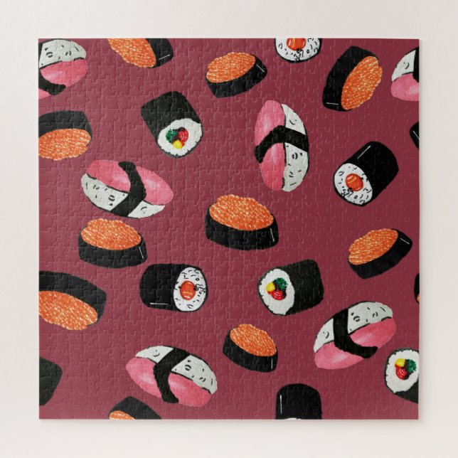 Quebra-cabeça Sushi Onigiri Rolls: Ilustração Sem Costura (Vertical)