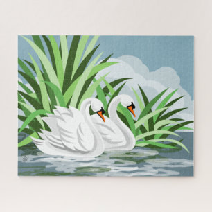 Quebra-cabeça Swan branco mudo