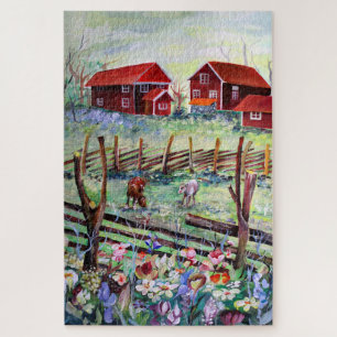 Quebra-cabeça Sweden Stuga Farm Scandinavian Farmhouse
