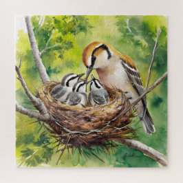 Quebra-cabeça Sweet bird nest painting