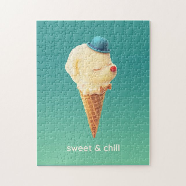 Quebra-cabeça Sweet Cone: Smiling Bichon Ice Cream Art (Vertical)