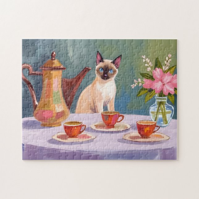 Quebra-cabeça Sweet Siamese & Tea Time Jigsaw Puzzle (Horizontal)