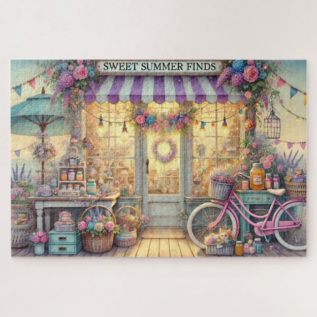 Quebra-cabeça Sweet Summer Finds Beach Shop with Pink Bike (Horizontal)