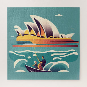 Quebra-cabeça Sydney Opera House Austrália pintando souvenir