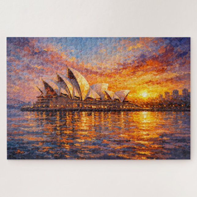 Quebra-cabeça Sydney Opera House Sunset Knife Oil Painting (Horizontal)