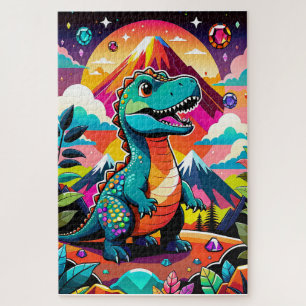 Quebra-cabeça T-Rex e cor