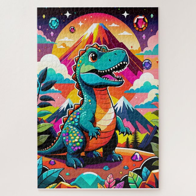 Quebra-cabeça T-Rex e cor (Vertical)